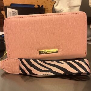 Pink Clutch with Zebra Strap